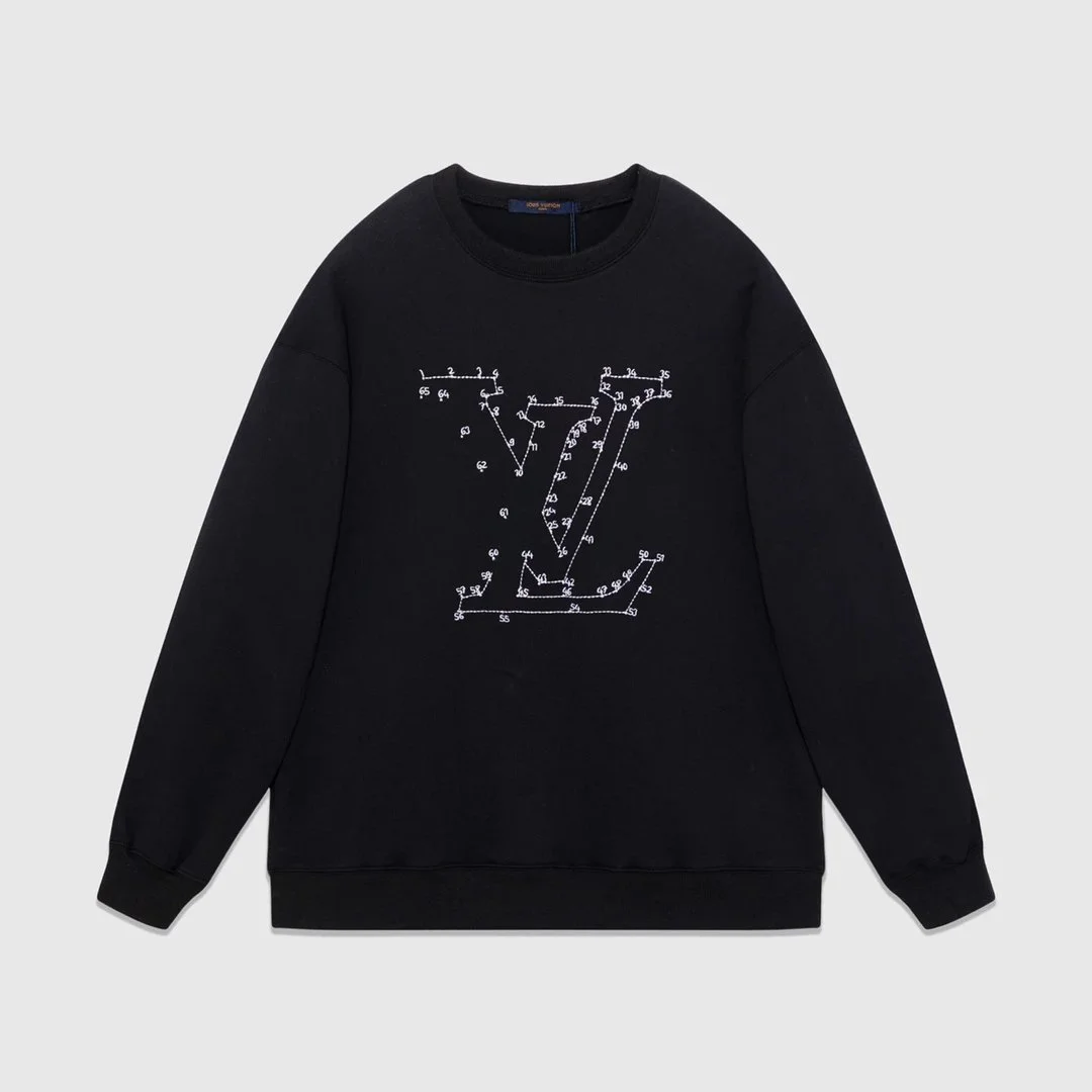 Louis Vuitton LV Embroidered Crewneck Sweatshirt Black