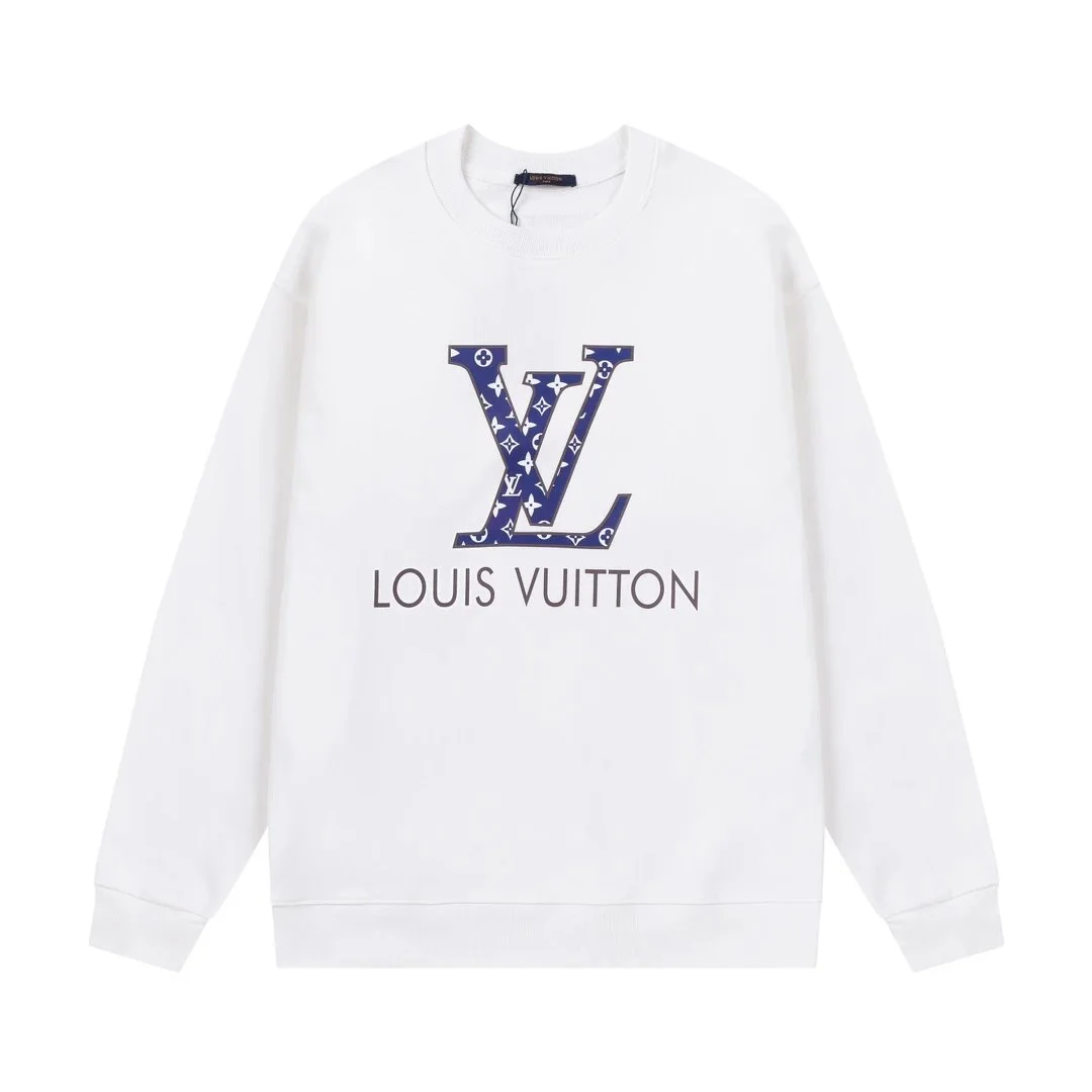 Louis Vuitton White Monogram LV Logo Sweatshirt