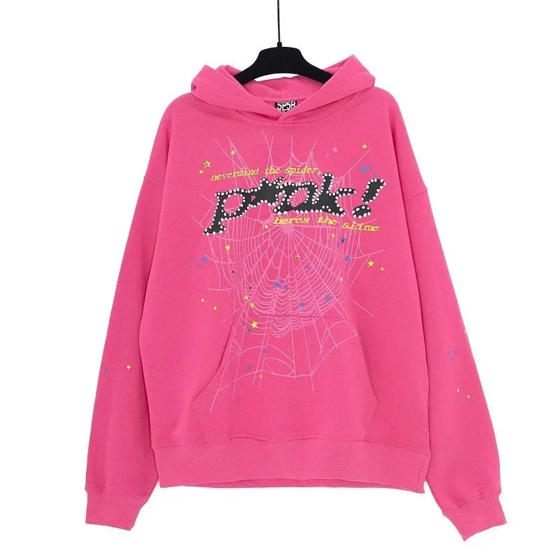 Other Pink Spider Web Print Oversized Hoodie Pink - 1