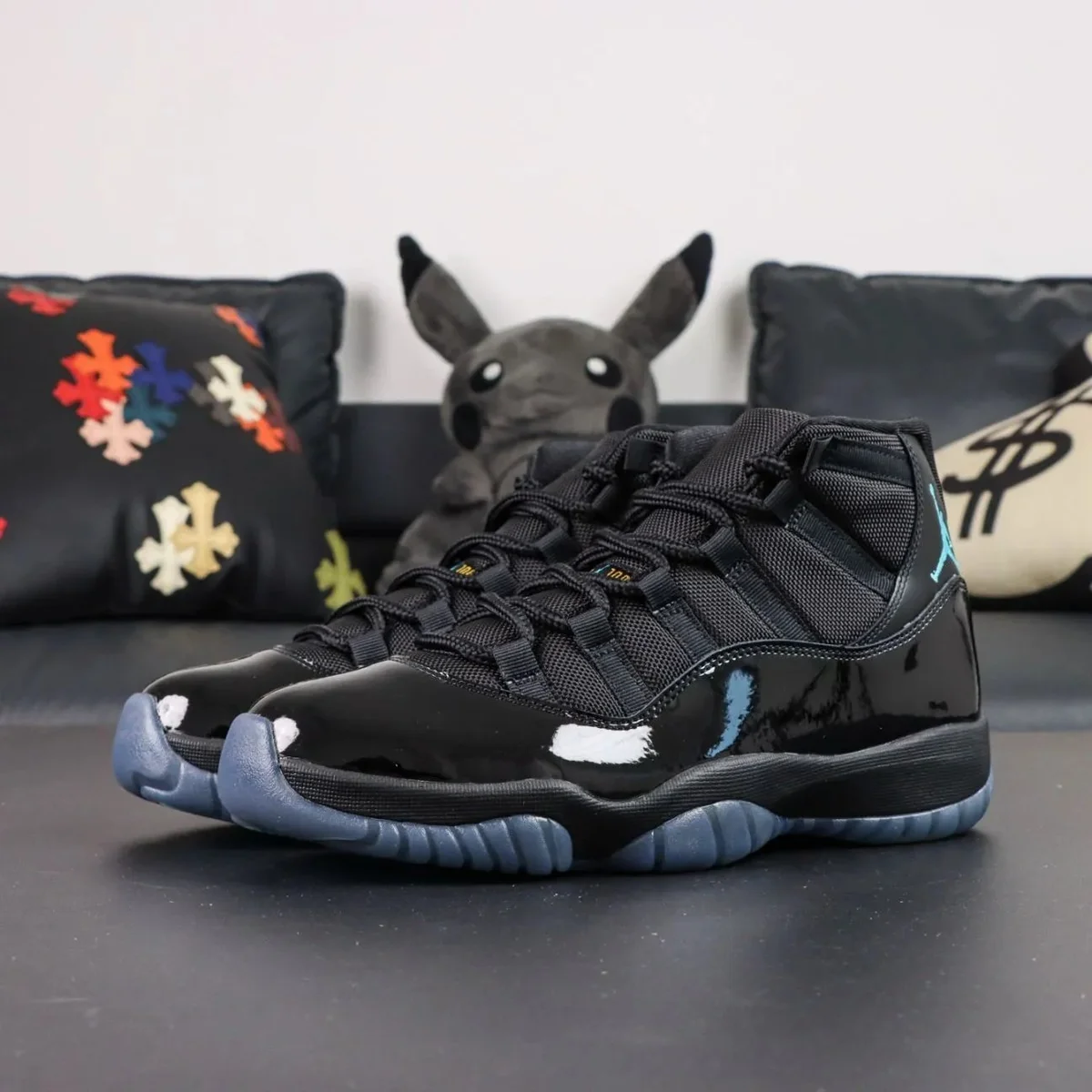 Nike Air Jordan 11 Black/Cyan Sneakers