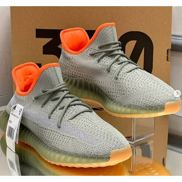 Adidas Yeezy 350 V2 Static Grey Orange Sneakers
