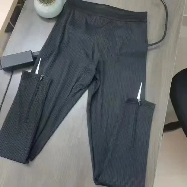 Black Ribbed Zipper Pants