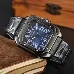 Cartier Santos Blue Dial Stainless Steel Watch