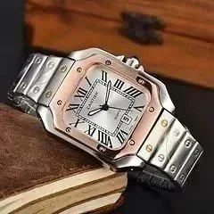 Cartier Santos Du Monde Rose Gold Silver Watch