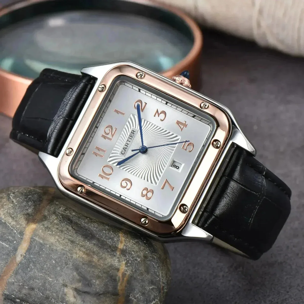 Cartier Santos de Cartier Rose Gold Silver Dial Watch
