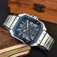 Cartier Santos Dumont Blue Dial Silver Watch