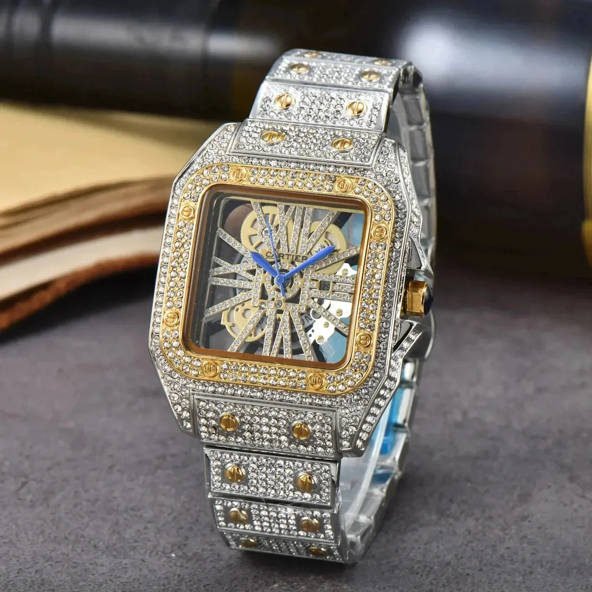 Cartier Santos-Dumont Diamond Watch Silver/Gold