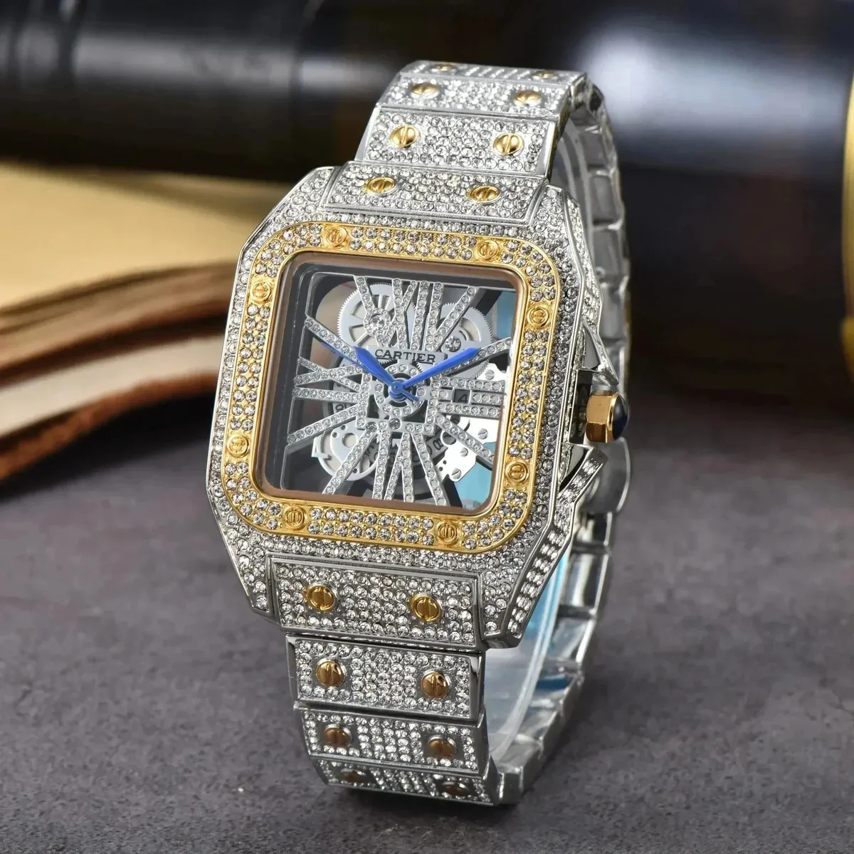Cartier Santos-Dumont Diamond-Encrusted Watch