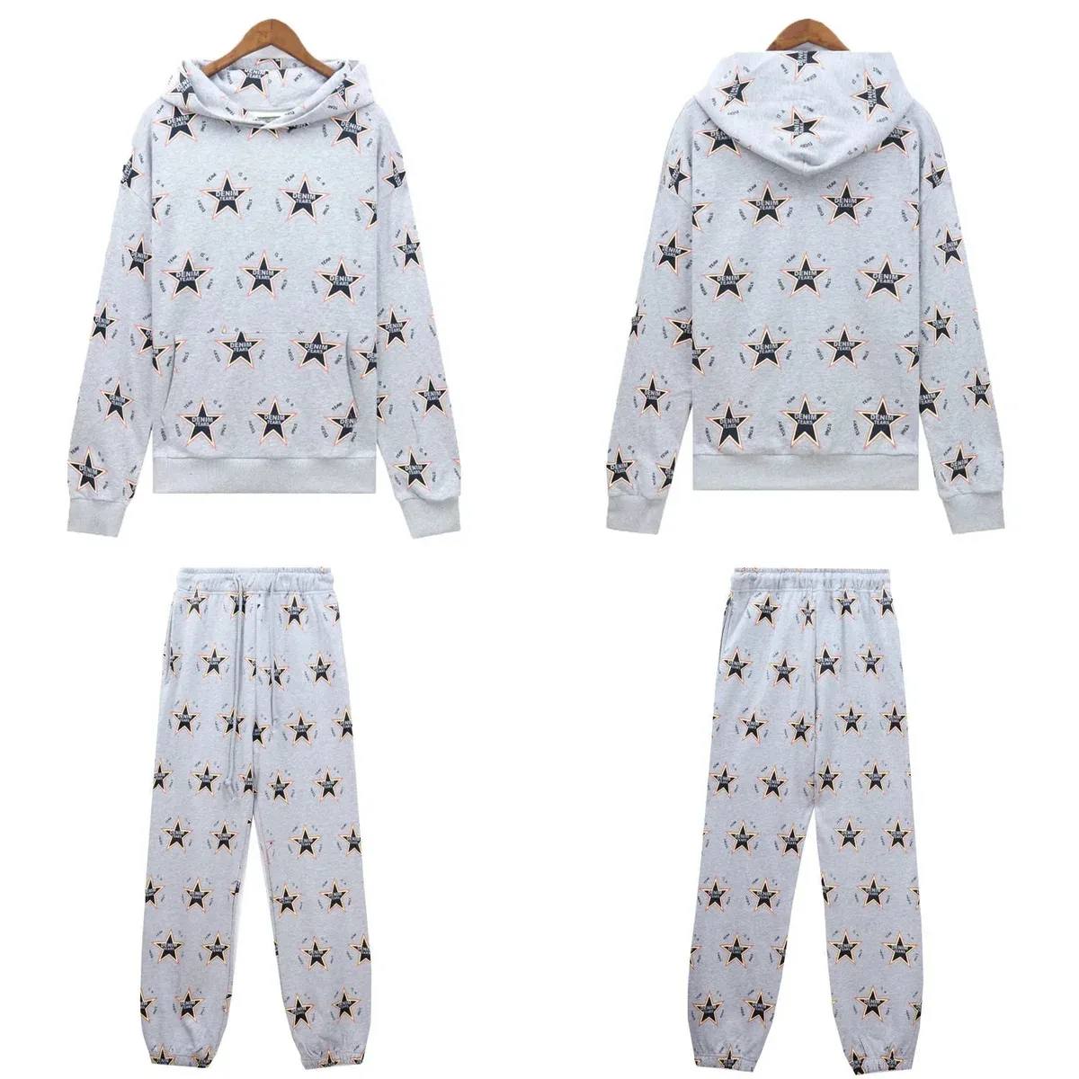 Unisex Star Print Tracksuit in Grey