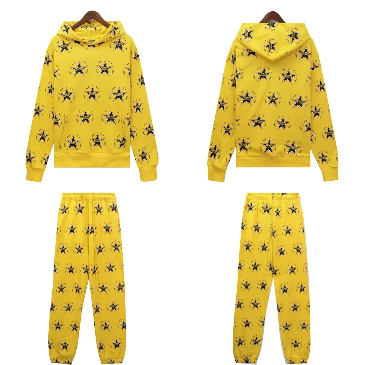 Unisex Yellow Star Print Tracksuit Set