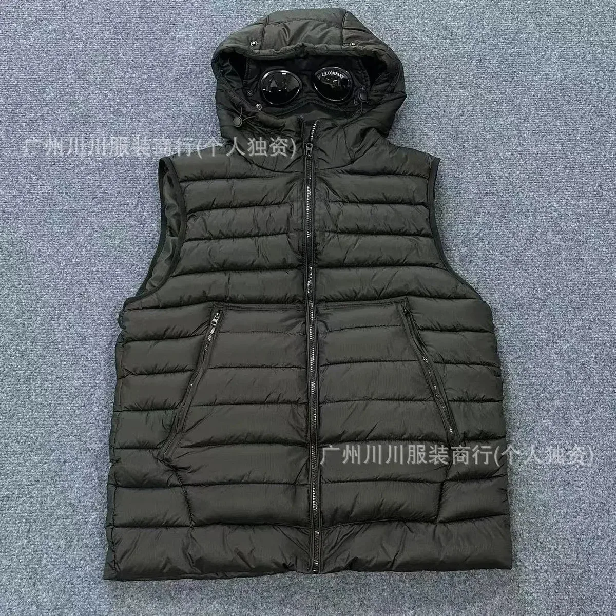 C.P. Company Black Goggle Hooded Puffer Vest