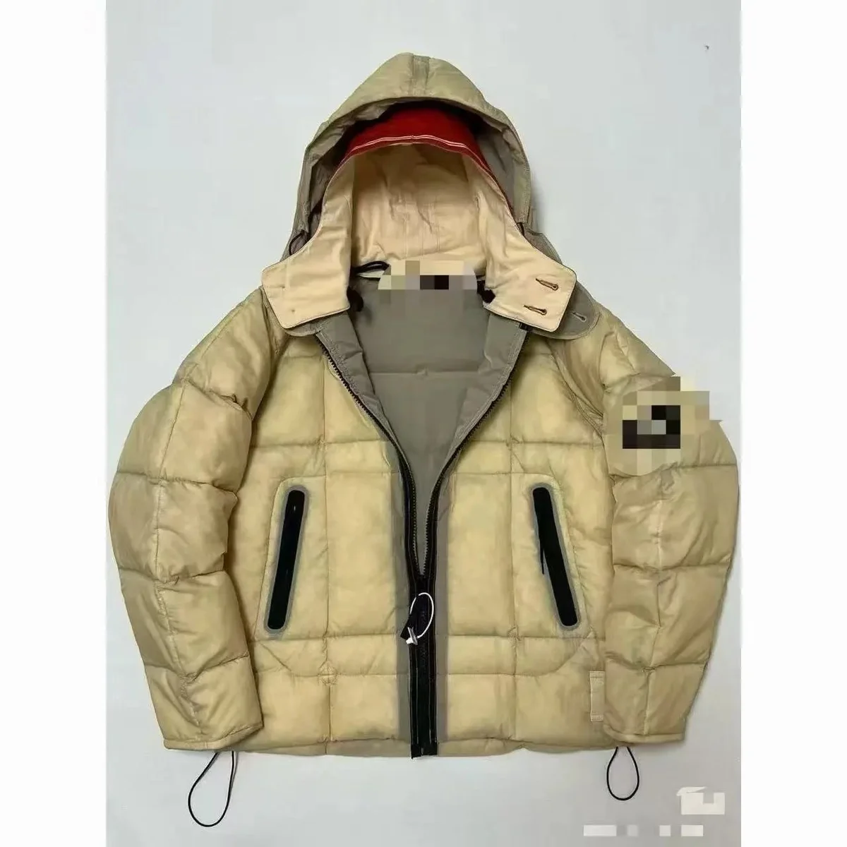 Unisex Beige Puffer Jacket with Hood