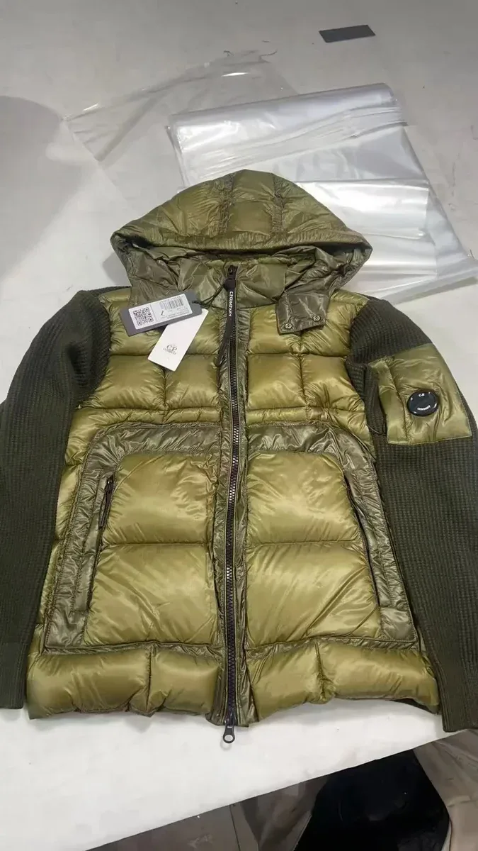 C.P. Company Goggle Olive Green Hooded Puffer Jacket