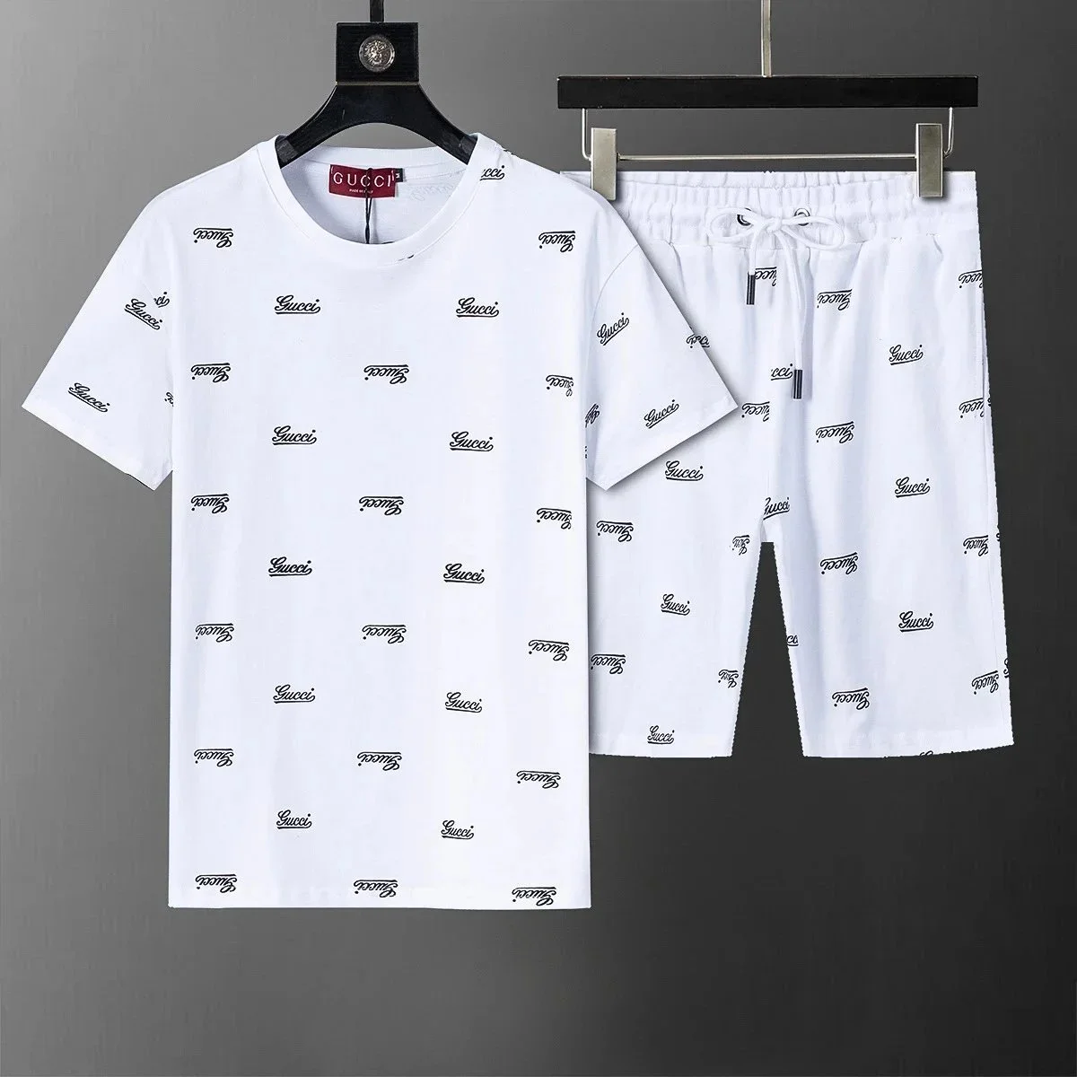 Gucci All-Over Logo White T-Shirt & Shorts Set