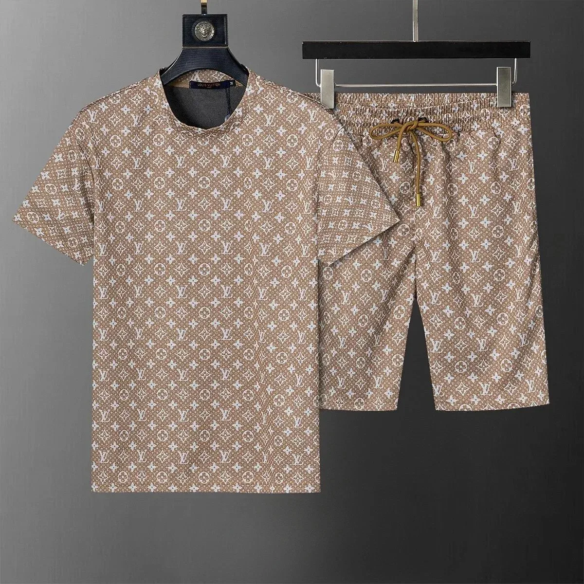 Louis Vuitton Monogram T-Shirt & Shorts Set Beige Casual