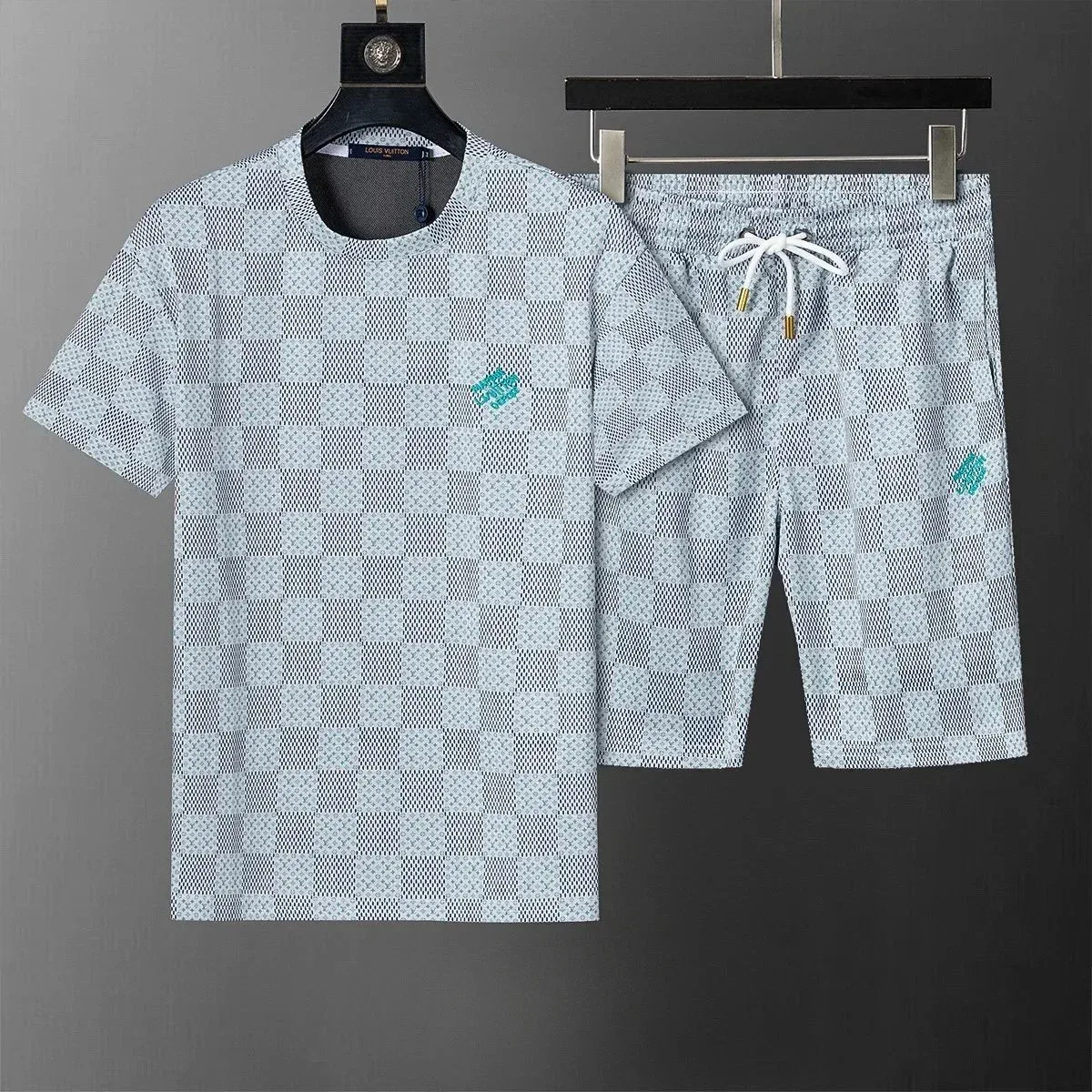 Louis Vuitton Tabi Light Blue Checkered Set
