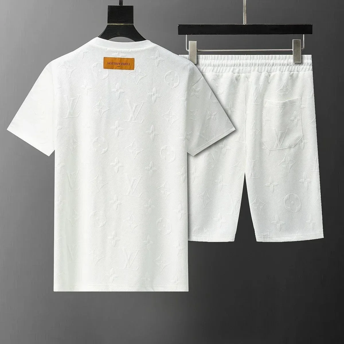 Louis Vuitton Monogram Embossed T-Shirt & Shorts Set White