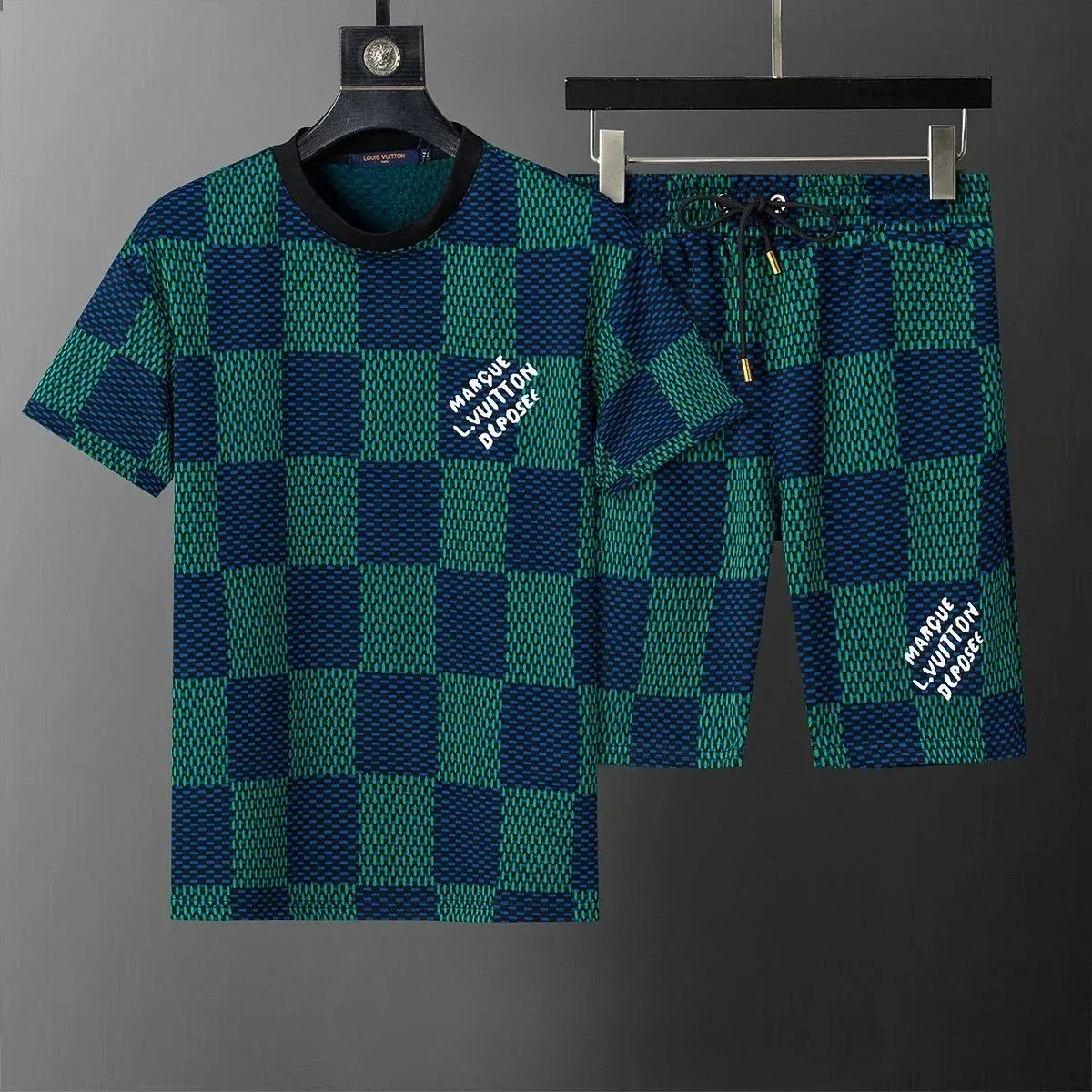 Louis Vuitton Tabi Green & Blue Checkered Set