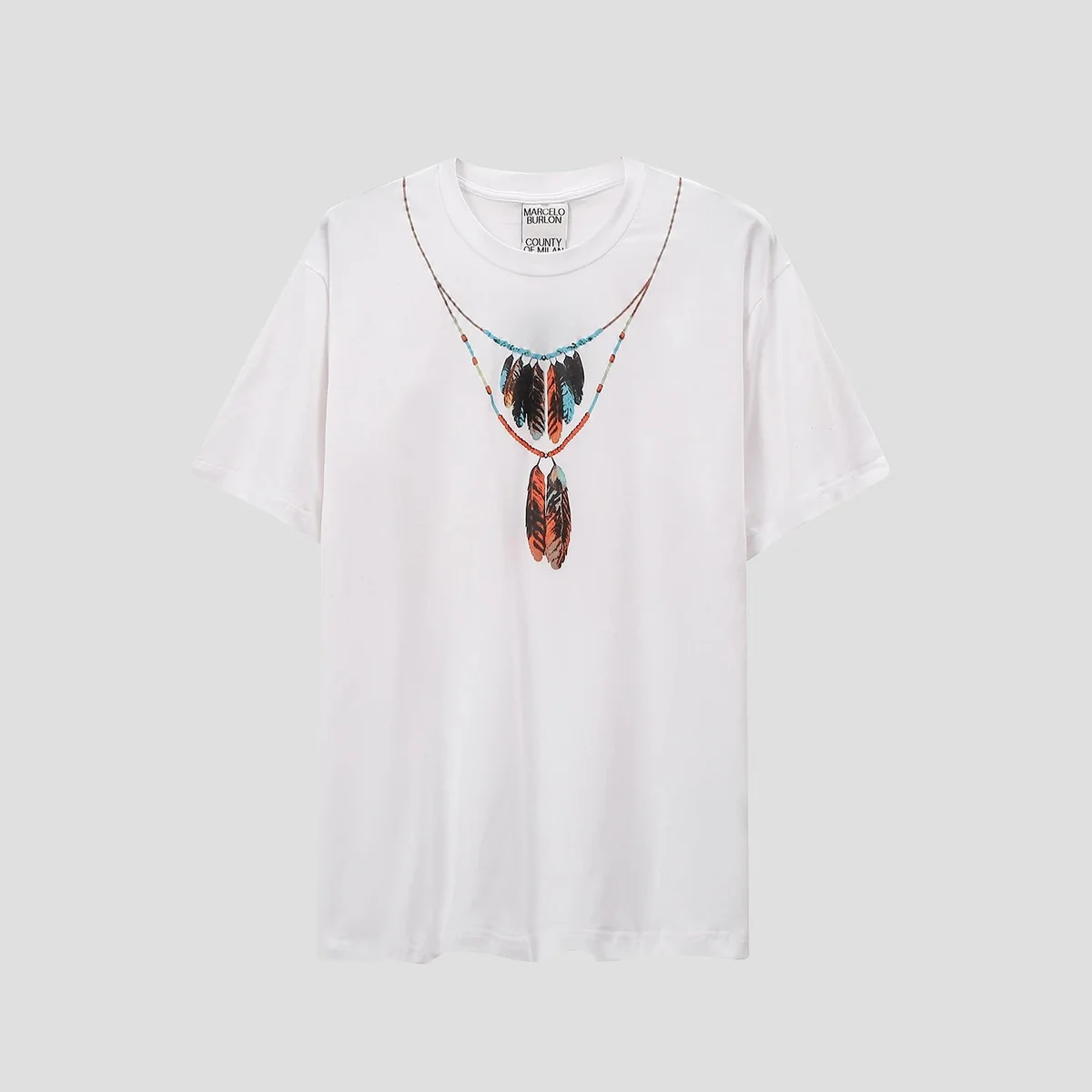 Marcelo Burlon Wings Feather Print White T-Shirt