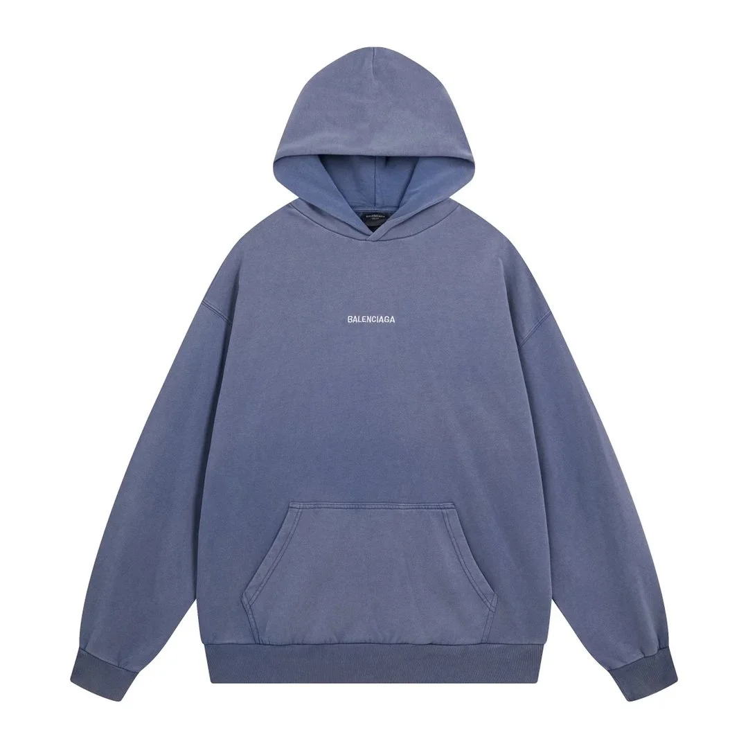 Balenciaga Hoodie Blue Cotton Pullover