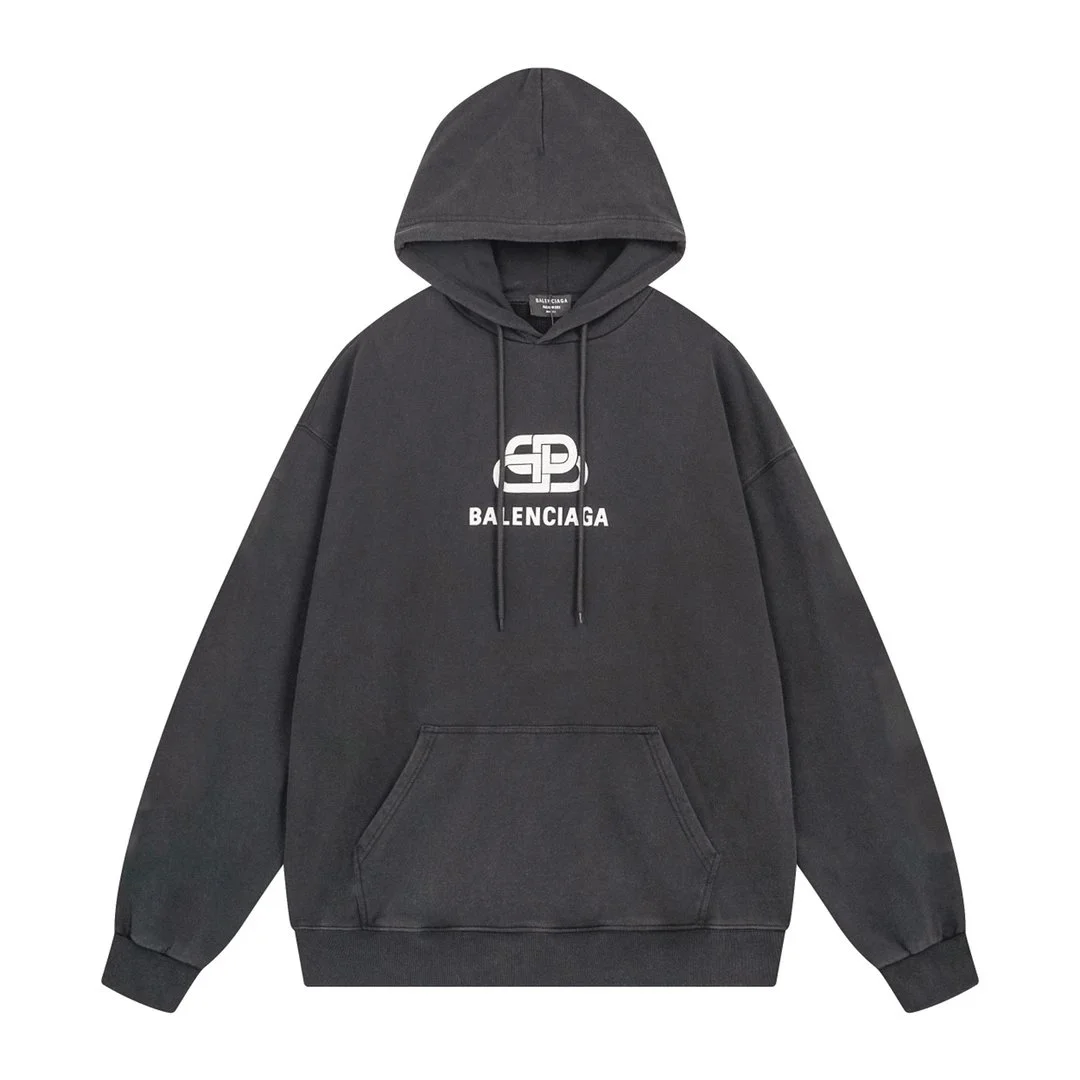 Balenciaga Hoodie Black Logo Cotton Sweatshirt