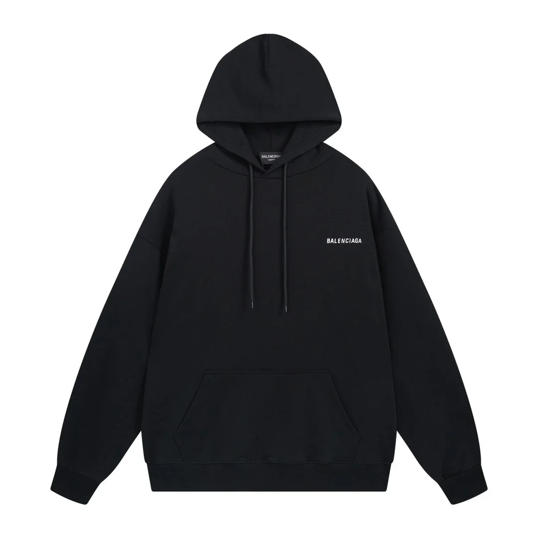 Balenciaga Black Hoodie with Embroidered Logo