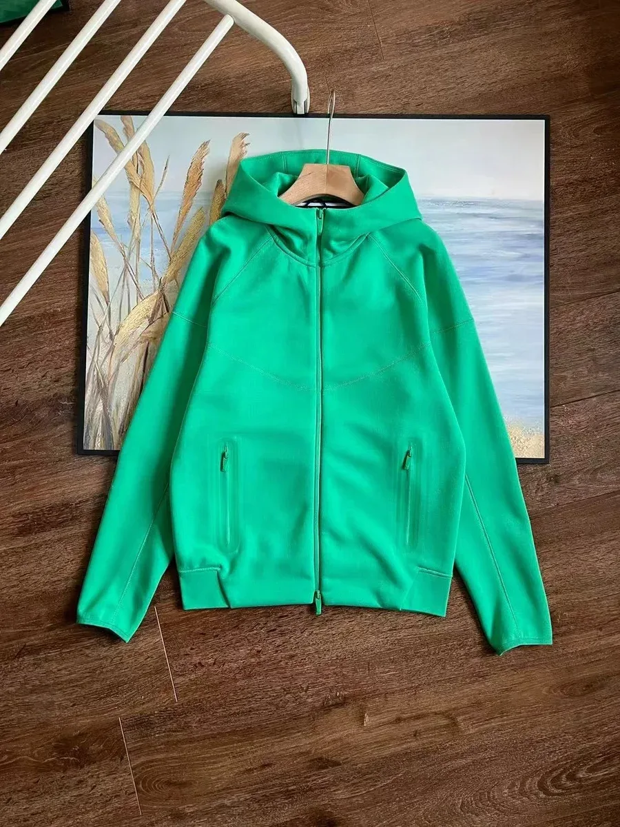 Green Solid Hooded Jacket