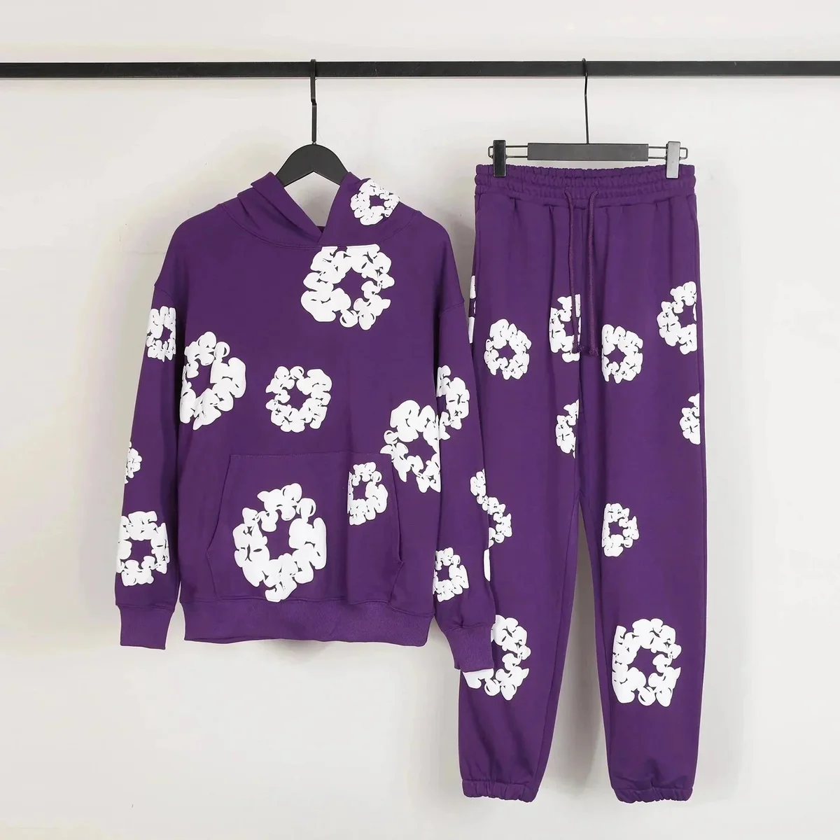 Purple White Floral Tracksuit Set