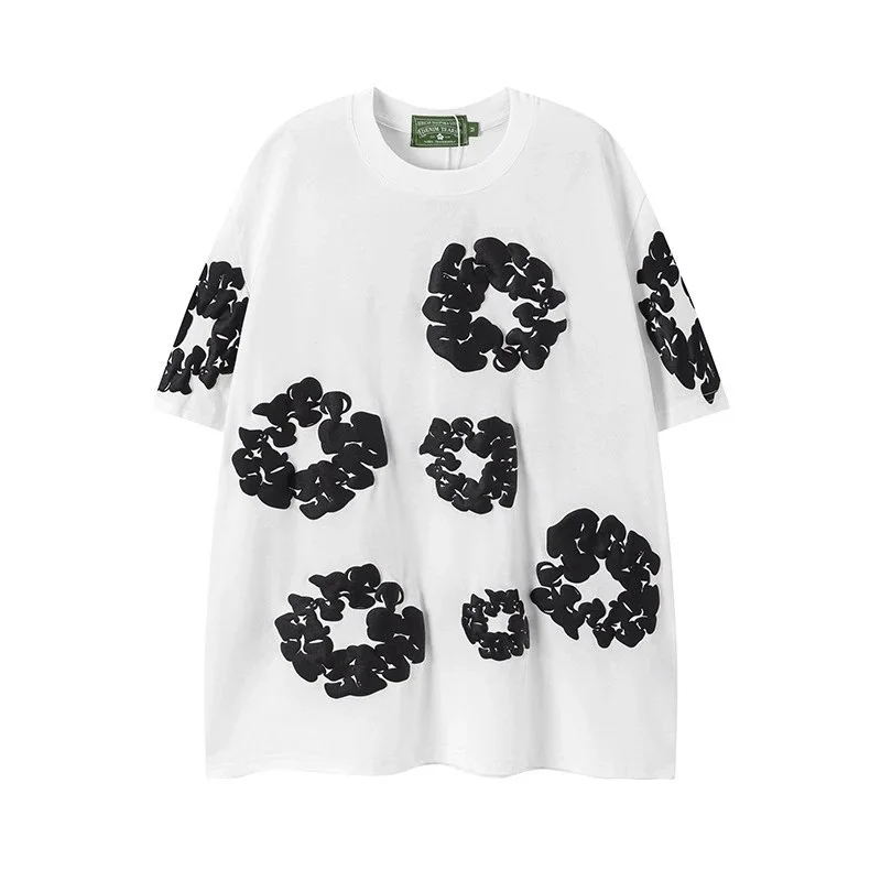 White Floral Applique T-Shirt