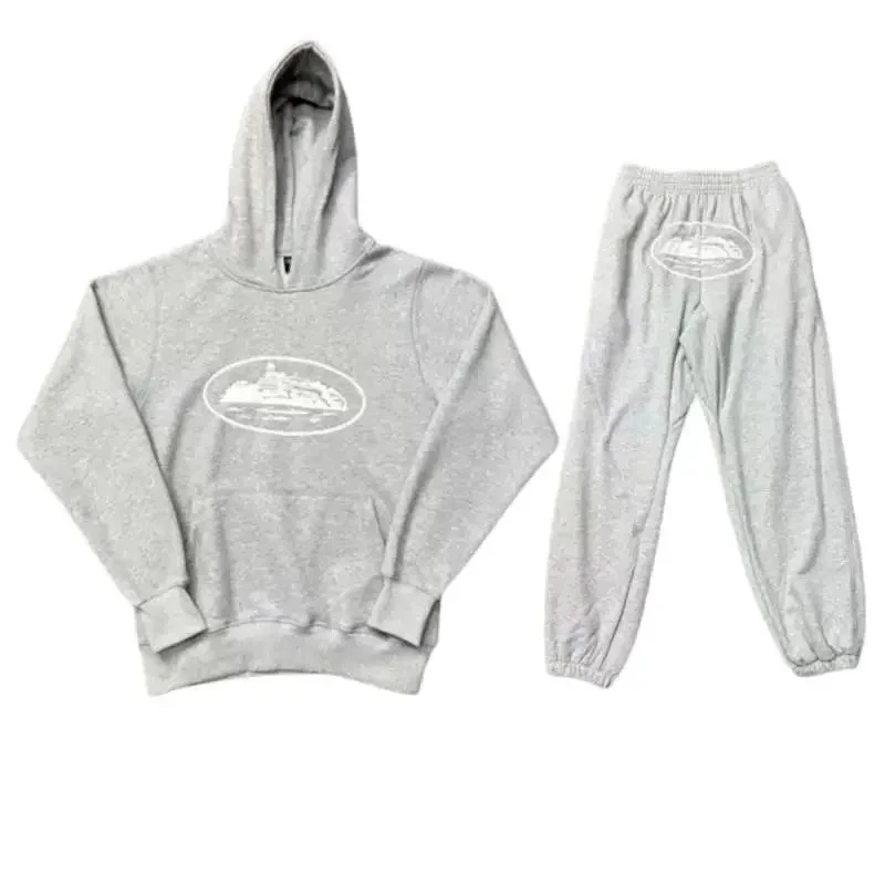 Unisex Grey Marble Hoodie & Sweatpants Set