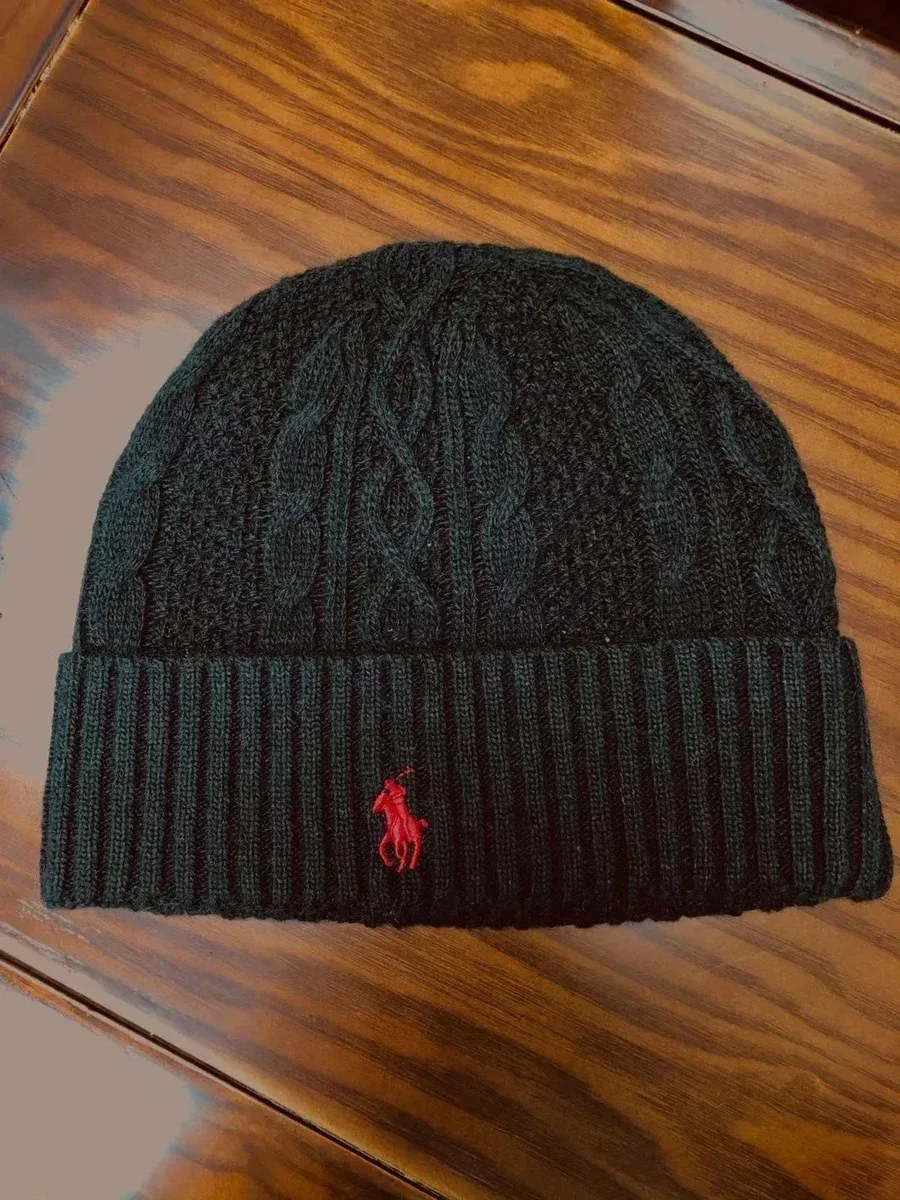 Polo Ralph Lauren Cable Knit Beanie Black Red