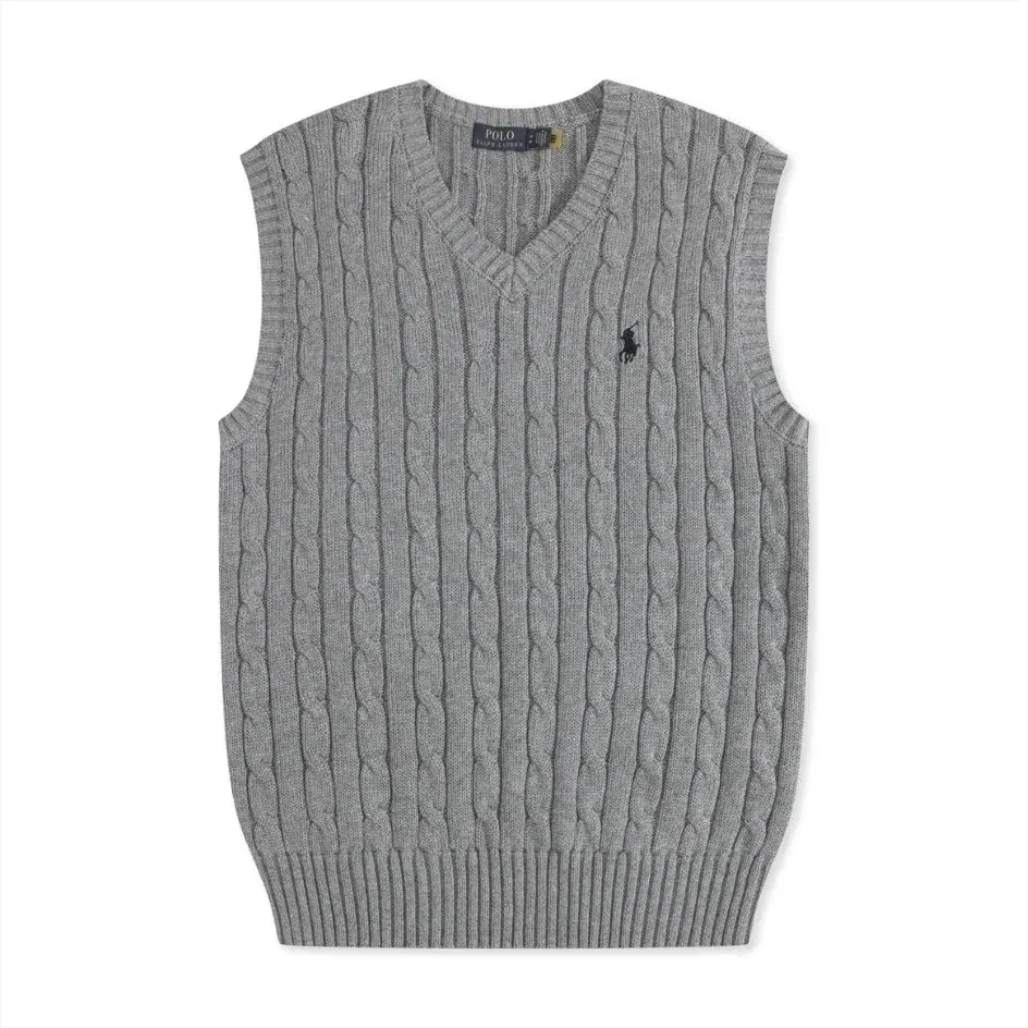Polo Ralph Lauren Cable Knit V-Neck Sweater Vest Grey