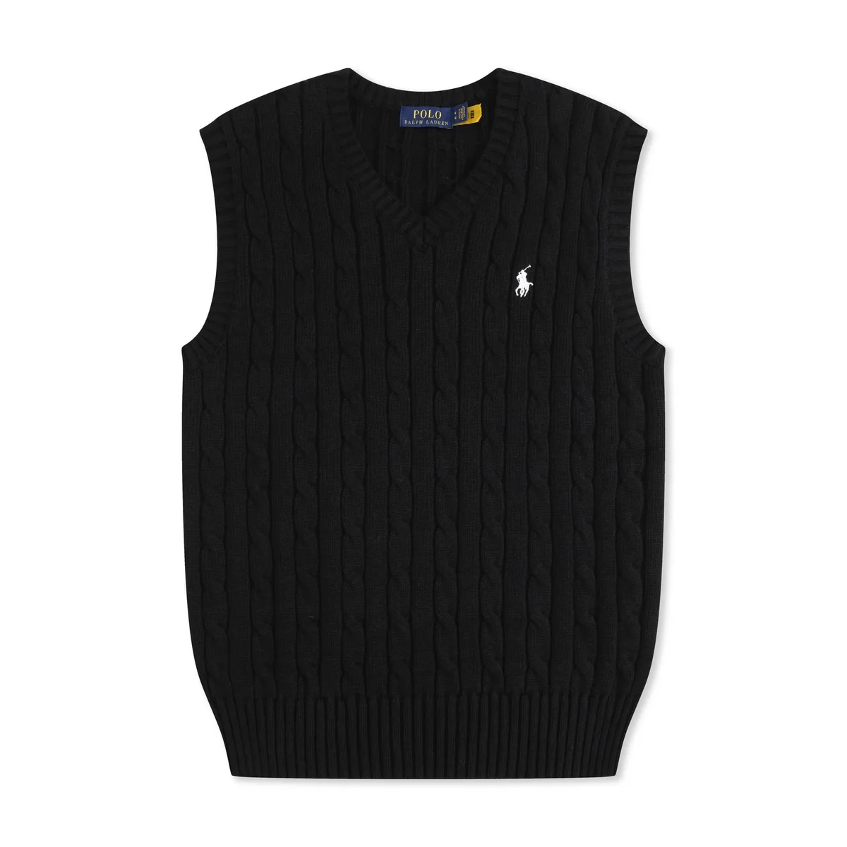 Polo Ralph Lauren Cable Knit V-Neck Sweater Vest Black