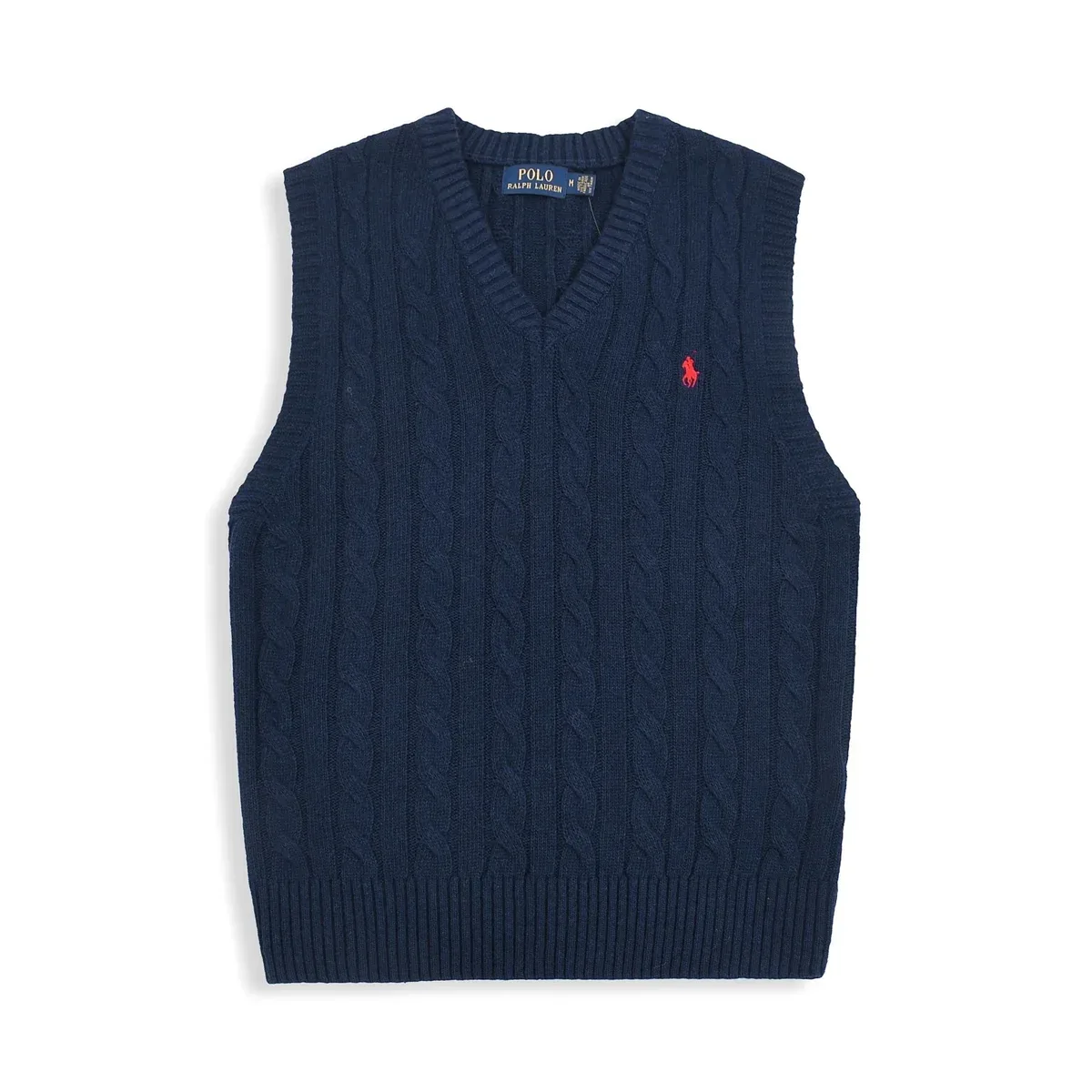 Polo Ralph Lauren Cable Knit V-Neck Sweater Vest Navy