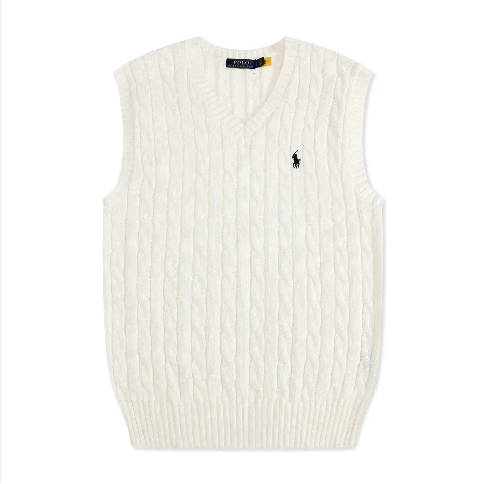 Polo Ralph Lauren Cable Knit V-neck Sweater Vest Cream