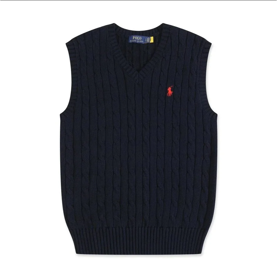 Polo Ralph Lauren Cable Knit V-neck Sweater Vest Navy