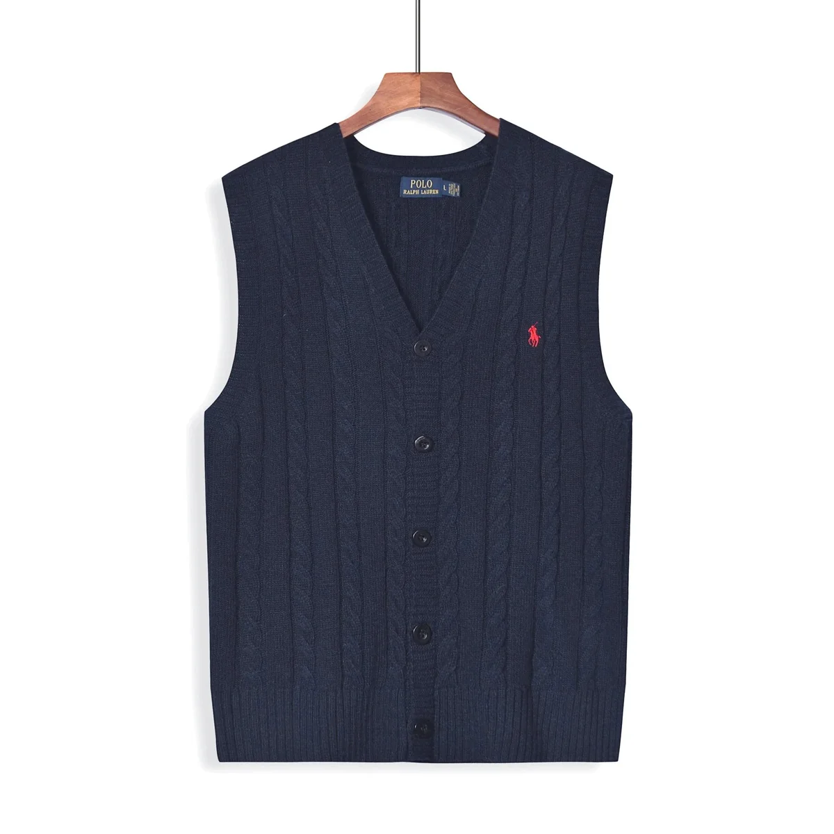 Polo Ralph Lauren Navy Cable Knit V-Neck Sweater Vest
