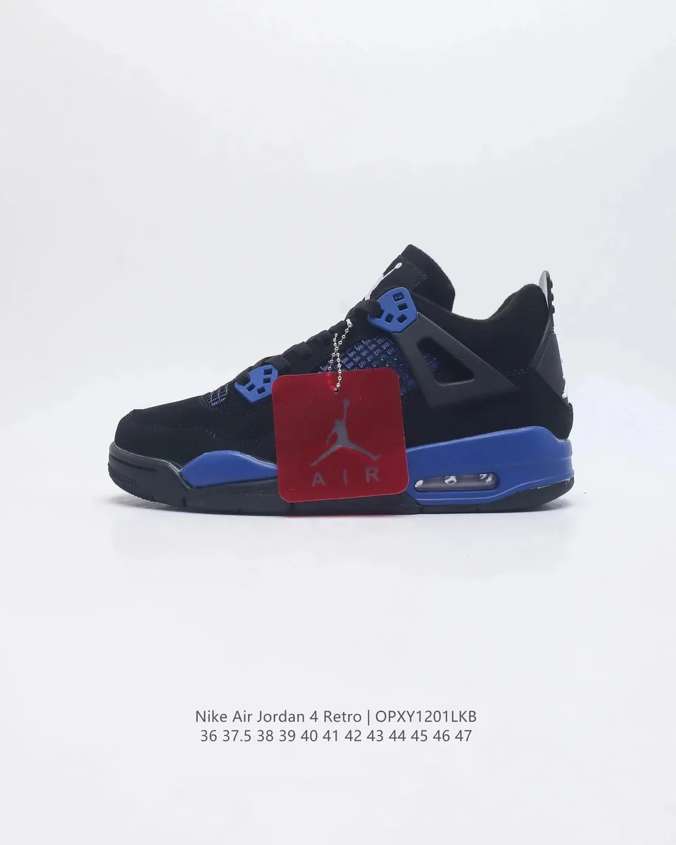 Nike Air Jordan 4 Retro Black/Infrared Blue Sneakers