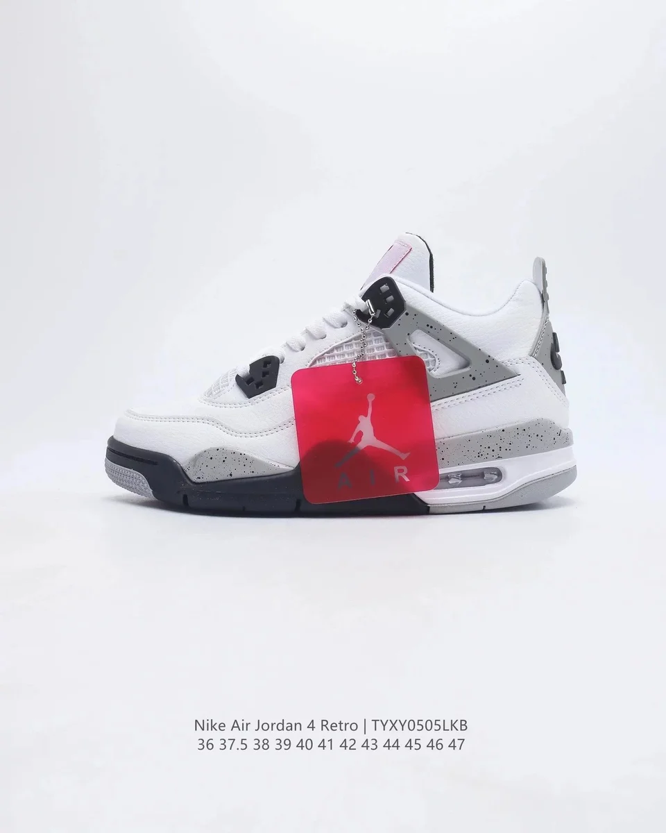 Nike Air Jordan 4 Retro White Cement Grey Sneakers
