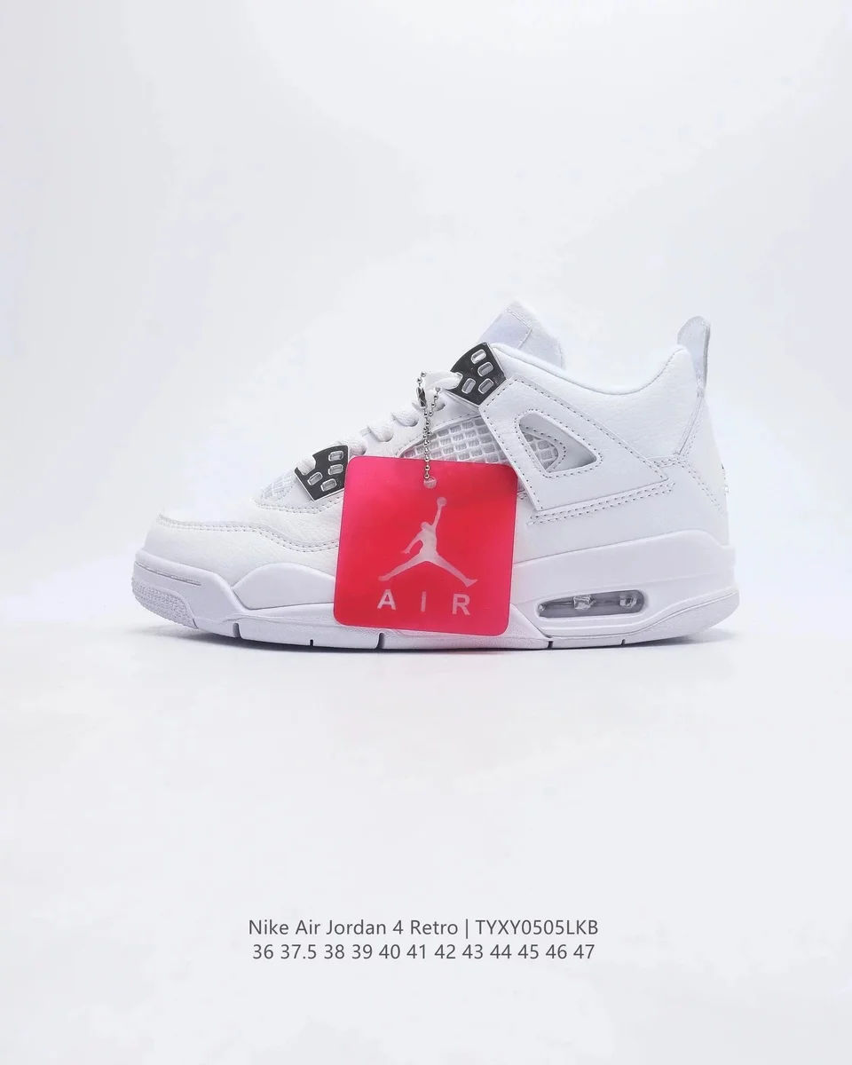 Nike Air Jordan 4 Retro White Basketball Sneakers