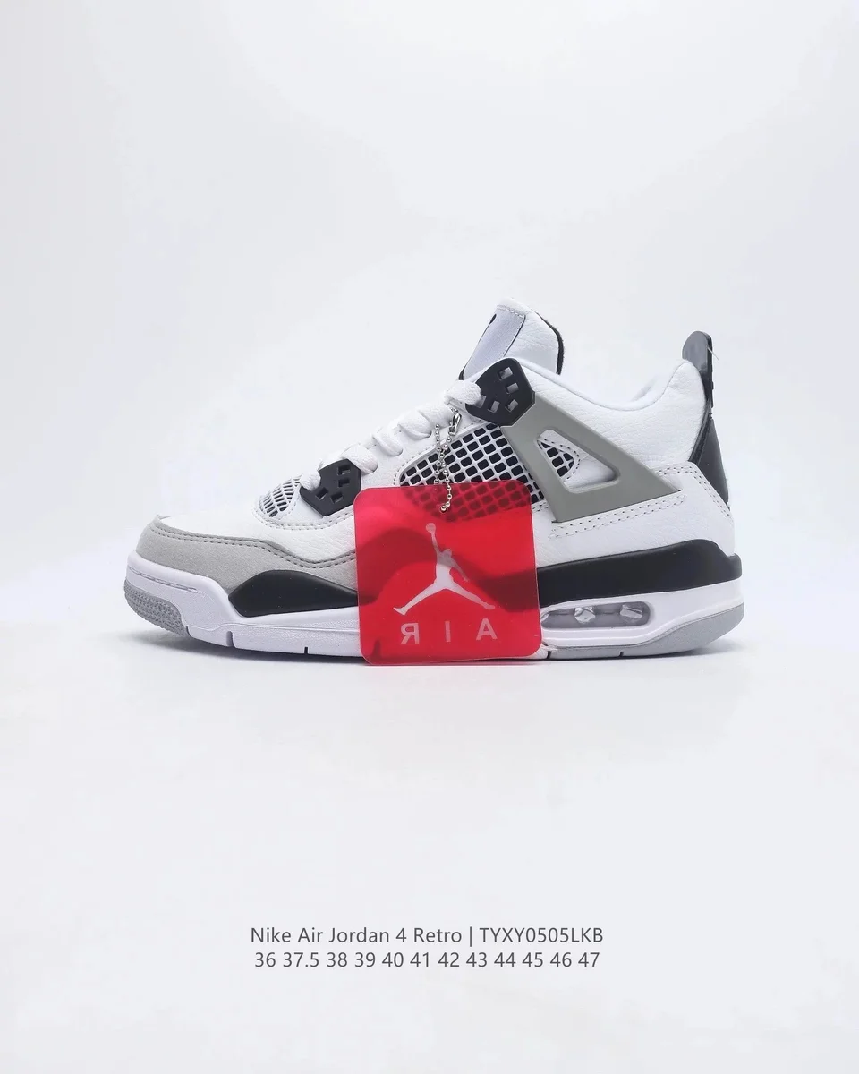 Nike Air Jordan 4 Retro White/Black/Grey Sneakers