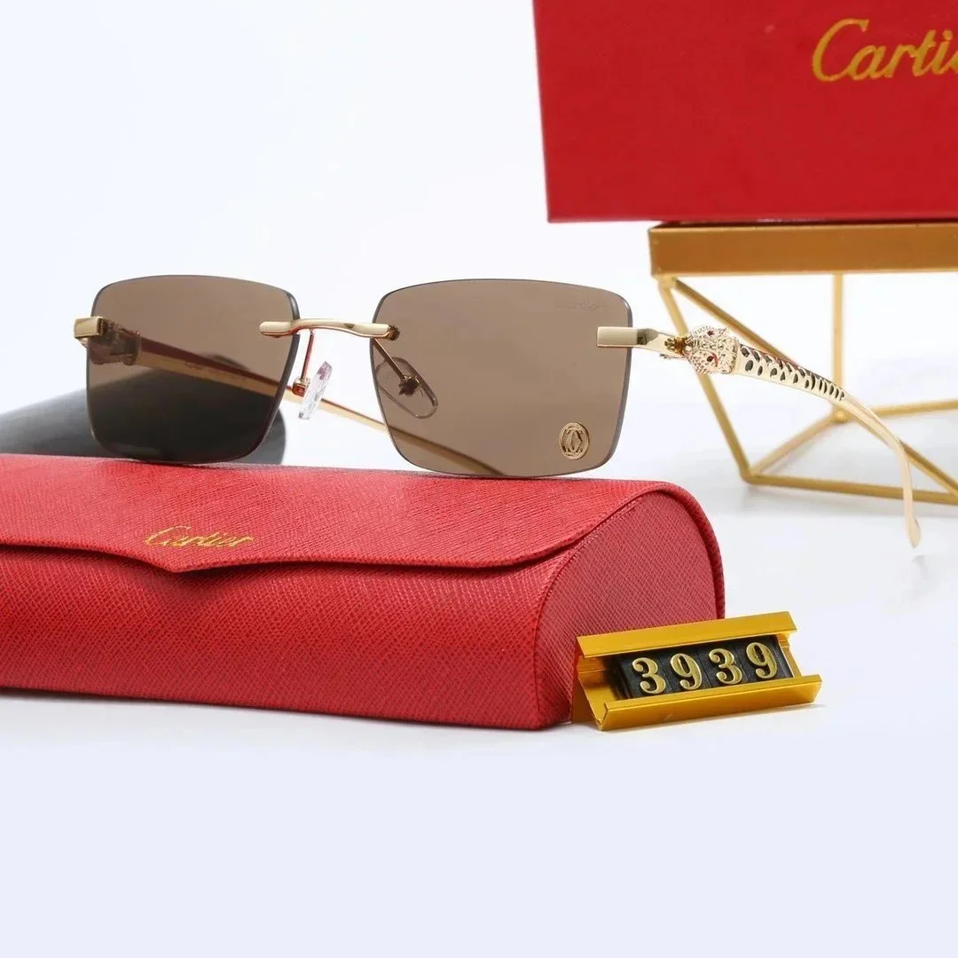 Cartier Soleil Blanc Gold Frame Brown Lens Sunglasses