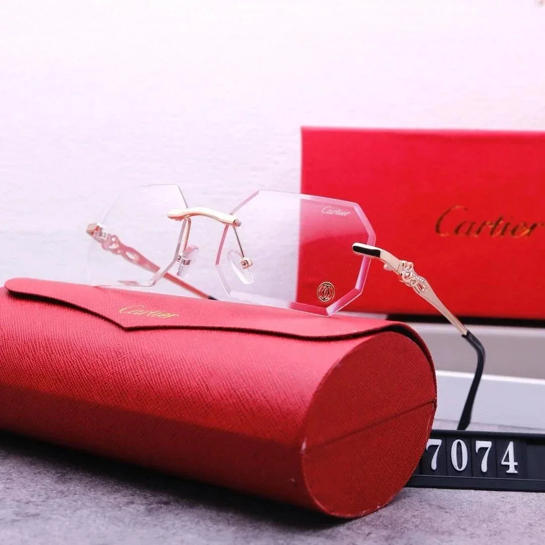 Cartier Soleil Blanc Gold Rimless Sunglasses
