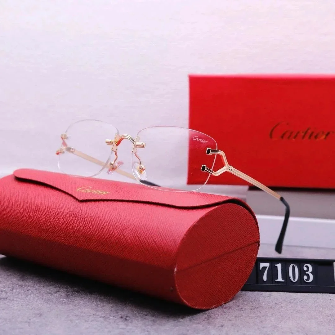 Cartier Soleil Blanc Gold Rimless Eyeglasses