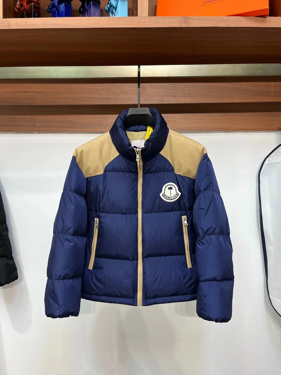 Moncler Blue & Beige Panelled Puffer Jacket