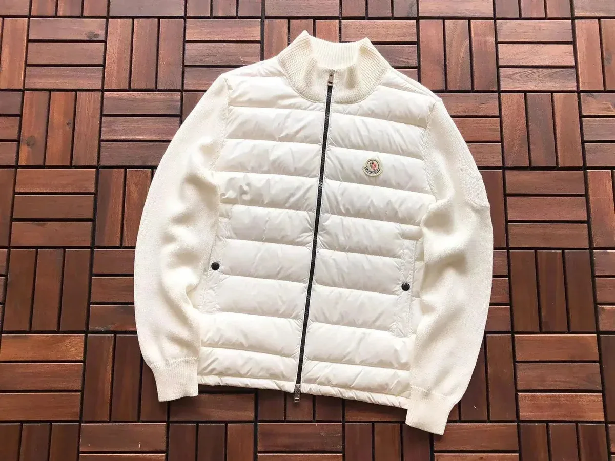 Moncler White Puffer Cardigan Jacket