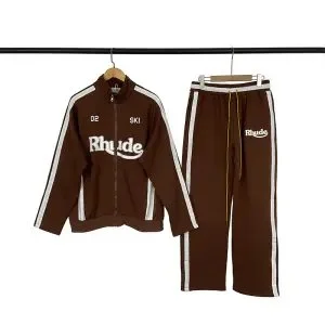 Rhude Brown & White Tracksuit Set