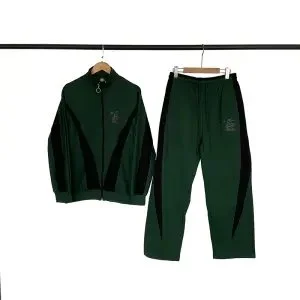 Dark Green Tracksuit Set with Black Panels