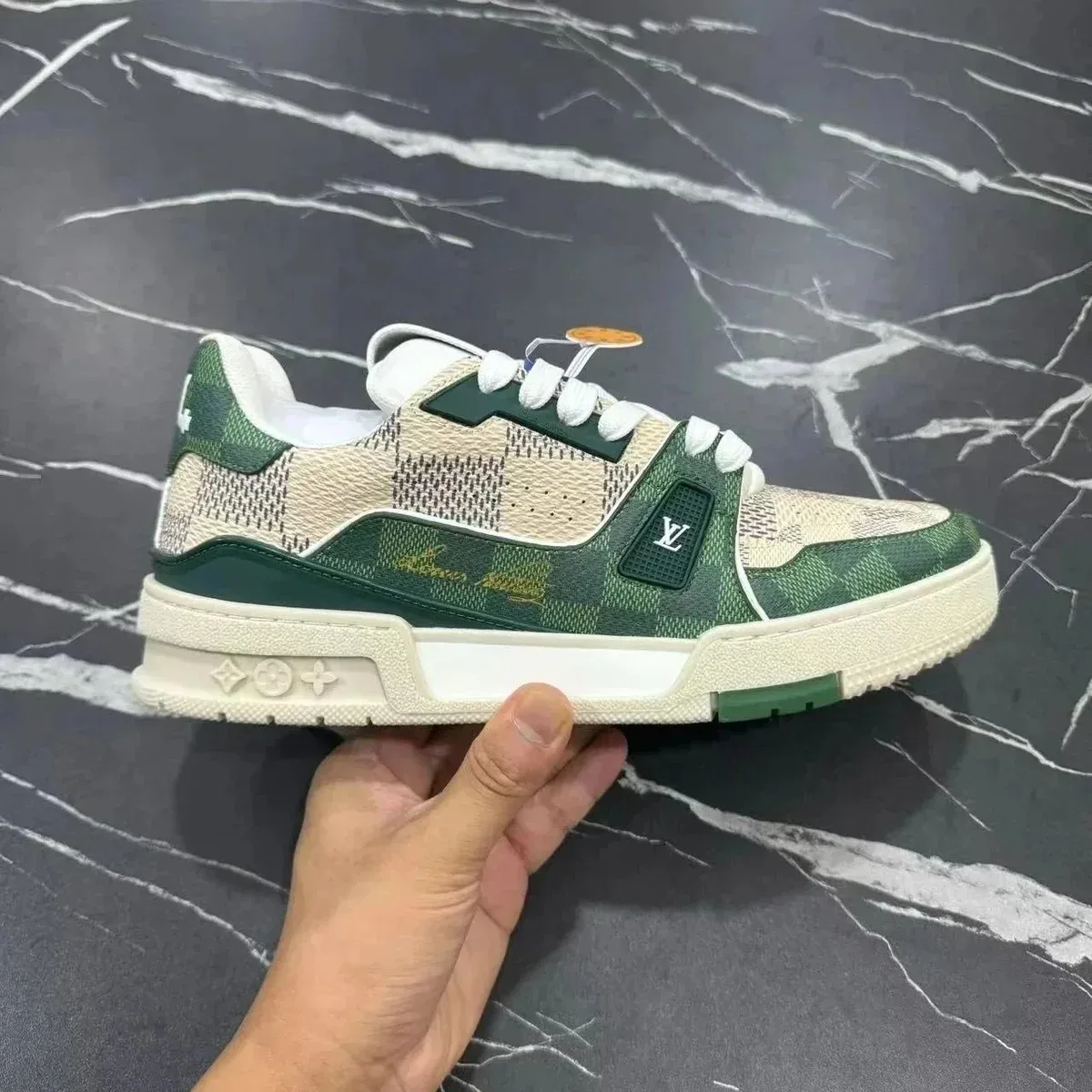 Louis Vuitton Tabi LV Trainer Green & Beige Sneakers