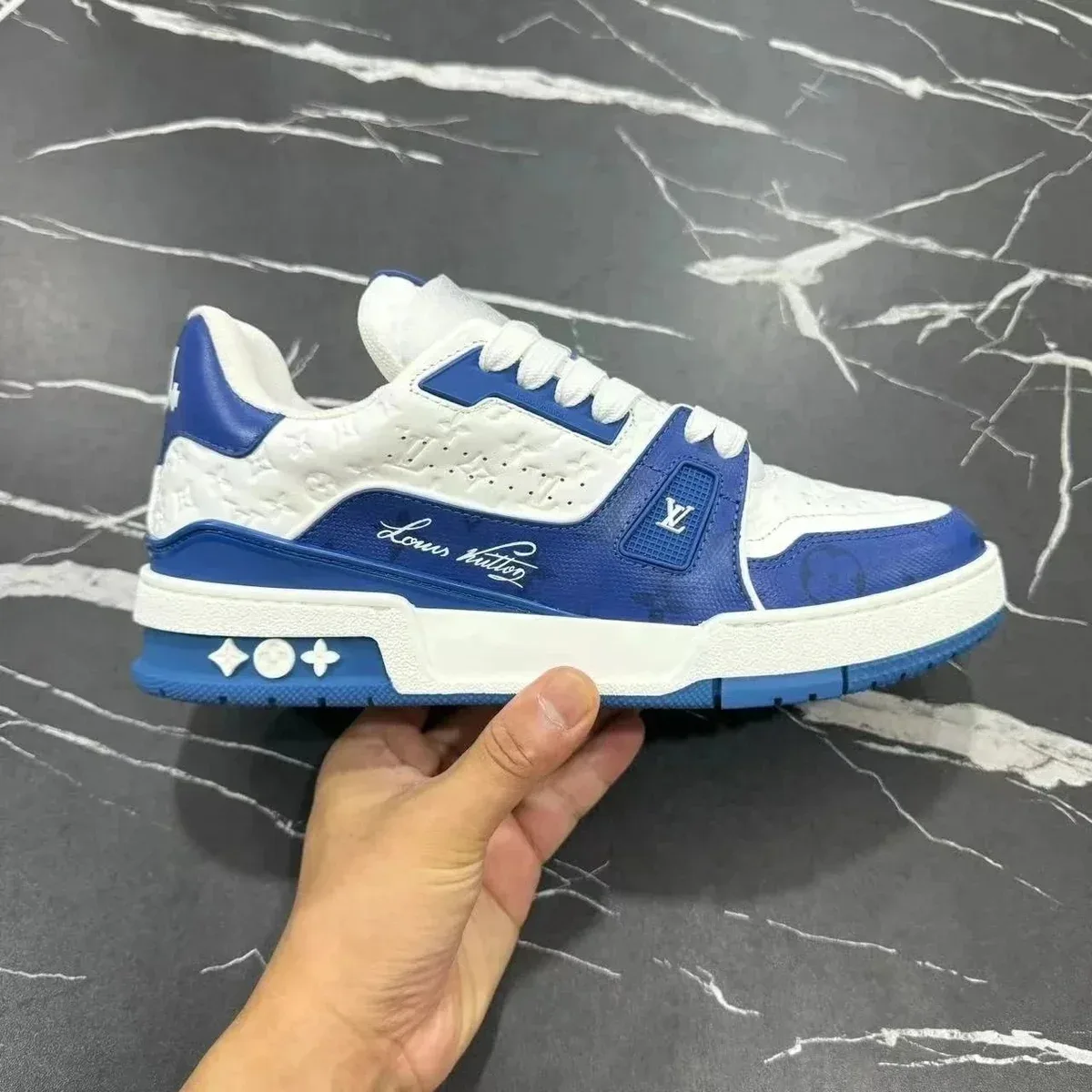 Louis Vuitton LV Trainer Blue & White Sneakers